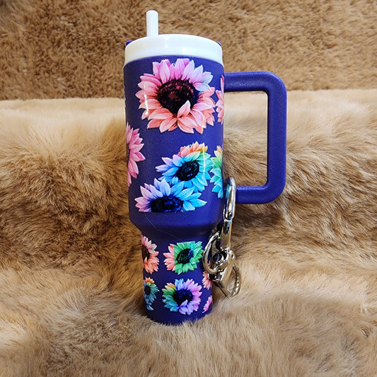 Neon Flowers Mini Tumbler Keychain