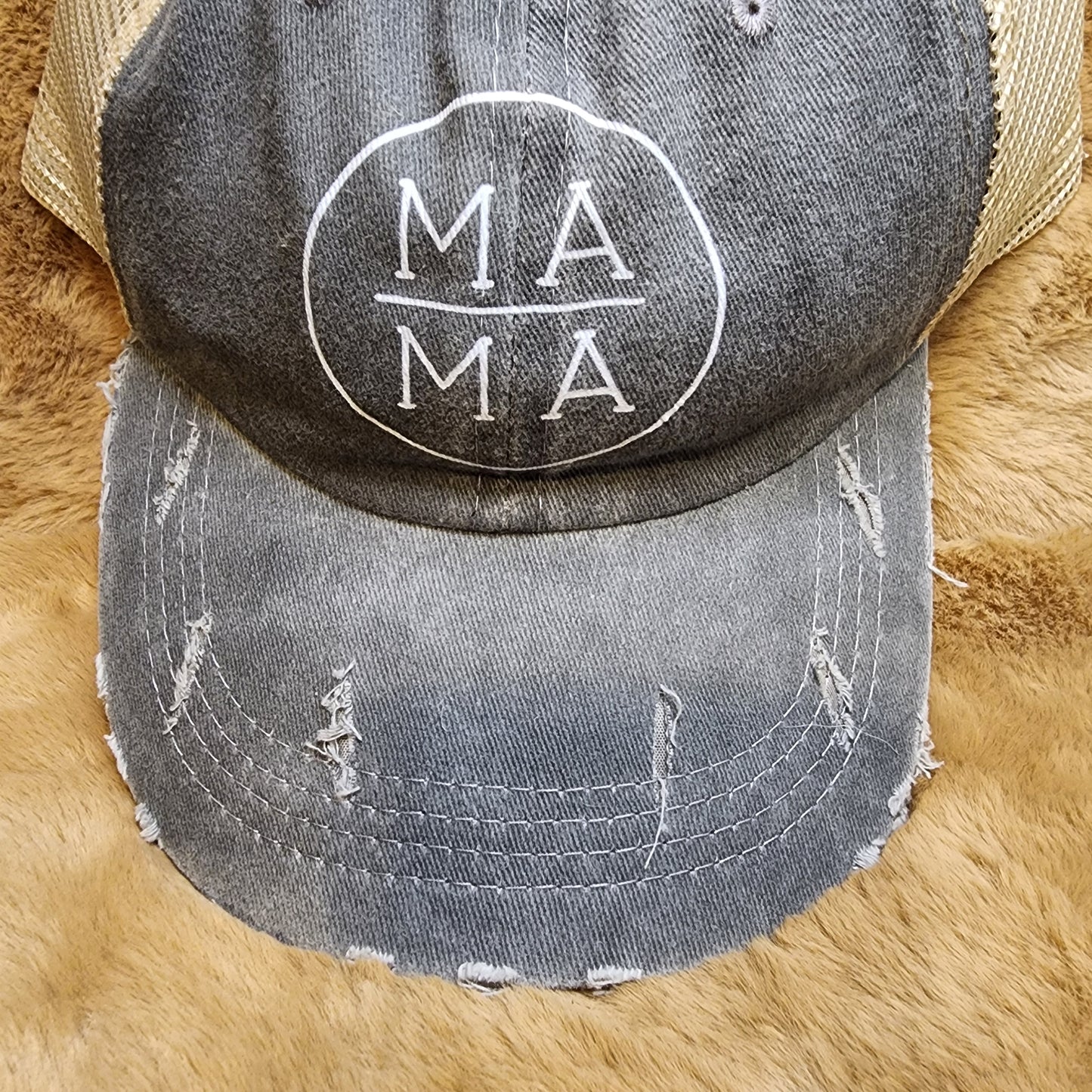 Mama Distressed Ponytail Baseball Cap