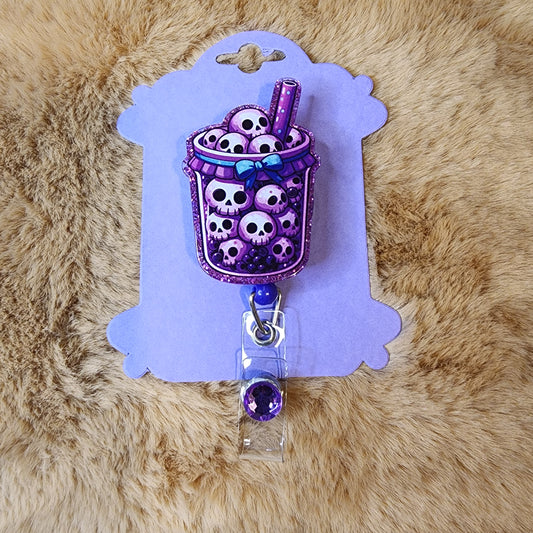Purple Skull Drink Badge Reel