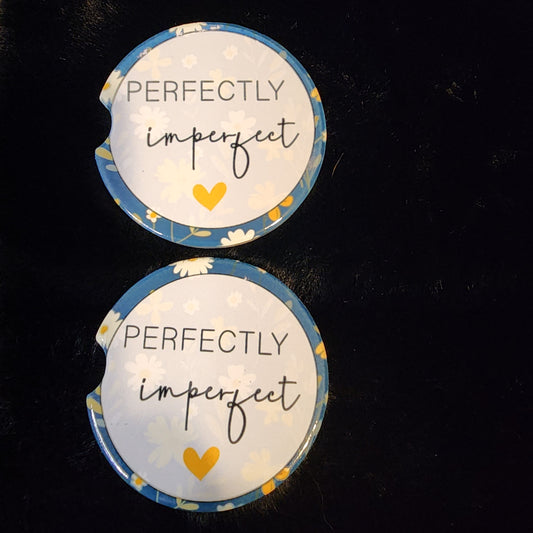 Perfectly Imperfect 2 pc ceramic car coaster set