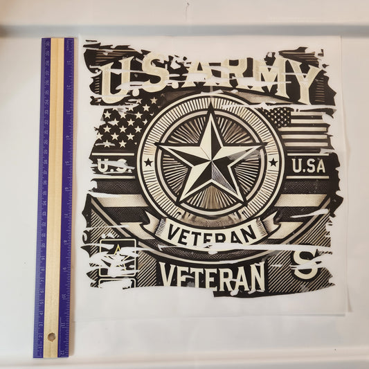 Army Veteran Distressed Patriotic DTF