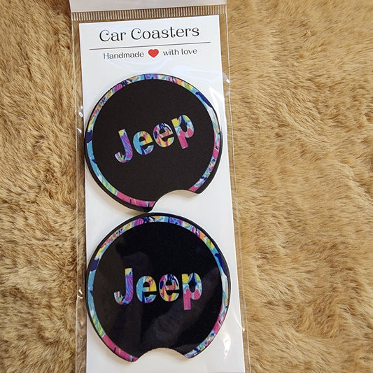Jeep 2 pc Neoprene Car Coaster Set