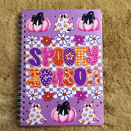 Spooky Season Purple Glitter Small Notebook