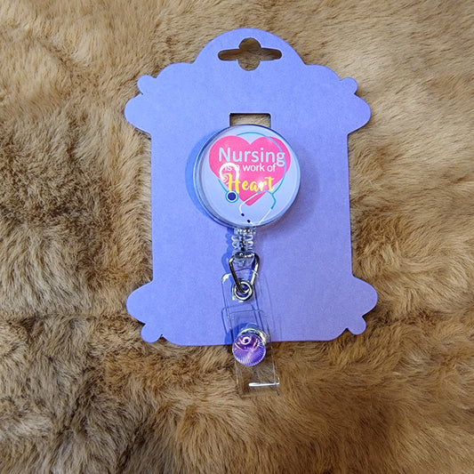 Nursing Is A Work Of Heart Glass Badge Reel