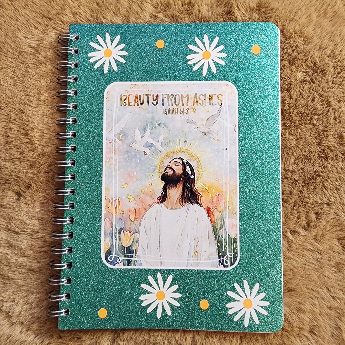 Ashes to Beauty Teal Glitter Small Notebook