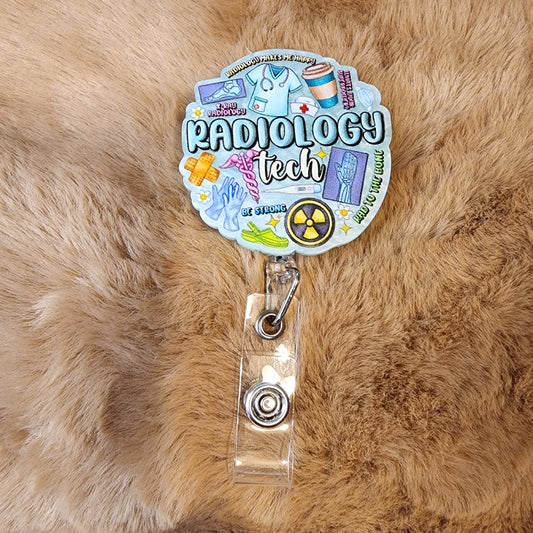 Radiology Tech Light Blue Badge Reel