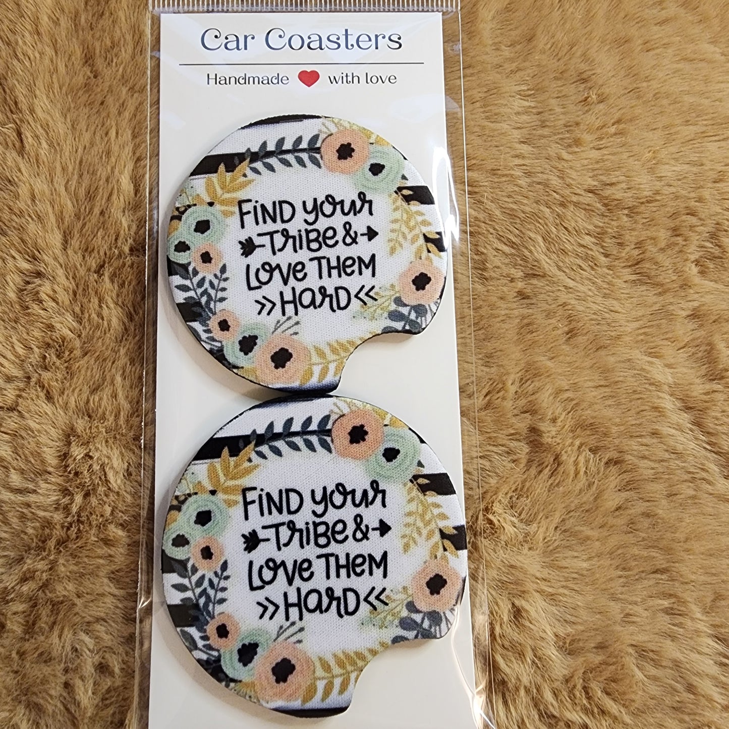 Love Your Tribe 2 pc Neoprene Car Coaster Set