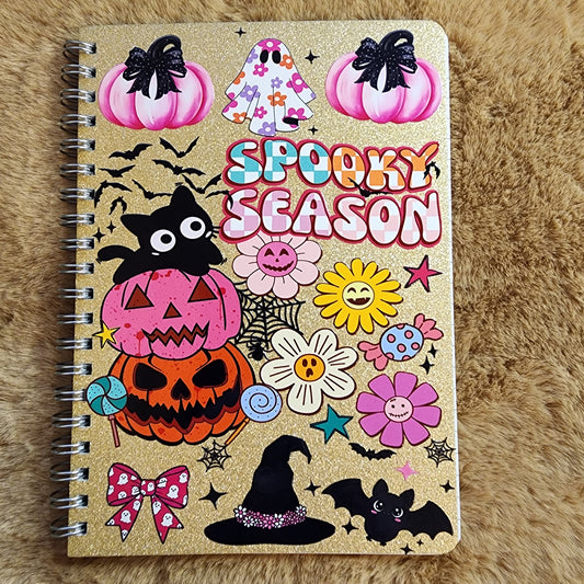 Spooky Season Gold Glitter Small Notebook