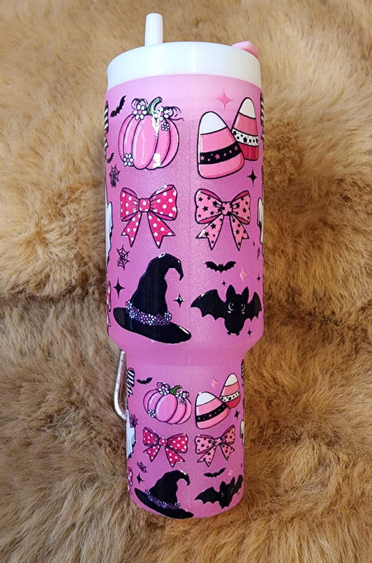 **CLEARANCE** Bows & Pumpkins Halloween Mini Tumbler Keychain