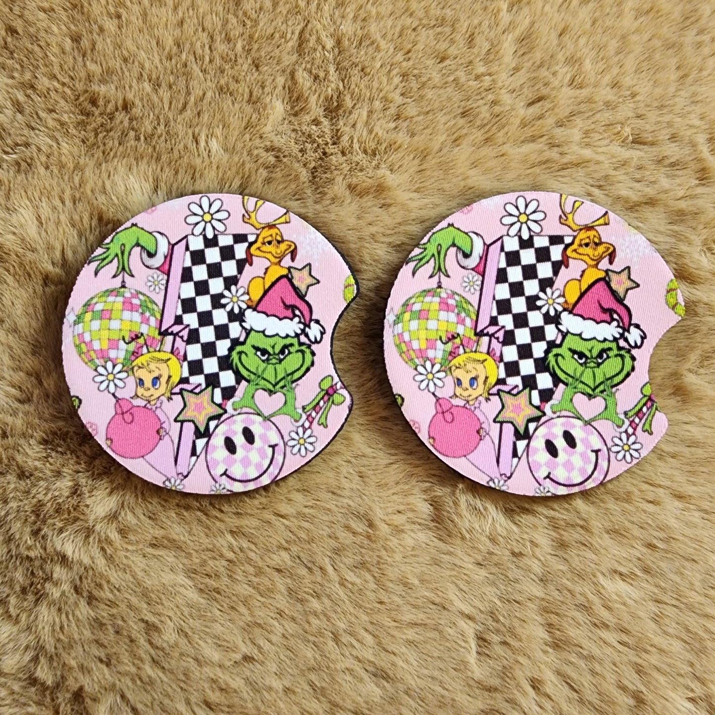 Green Guy Christmas 2 pc car coaster set