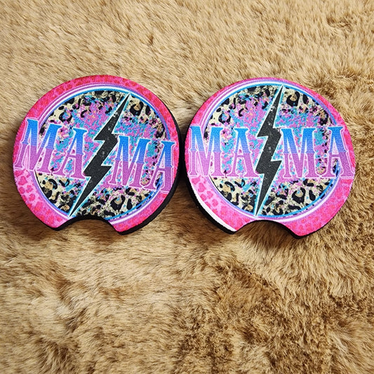 Lightning Bolt Mama Car Coaster