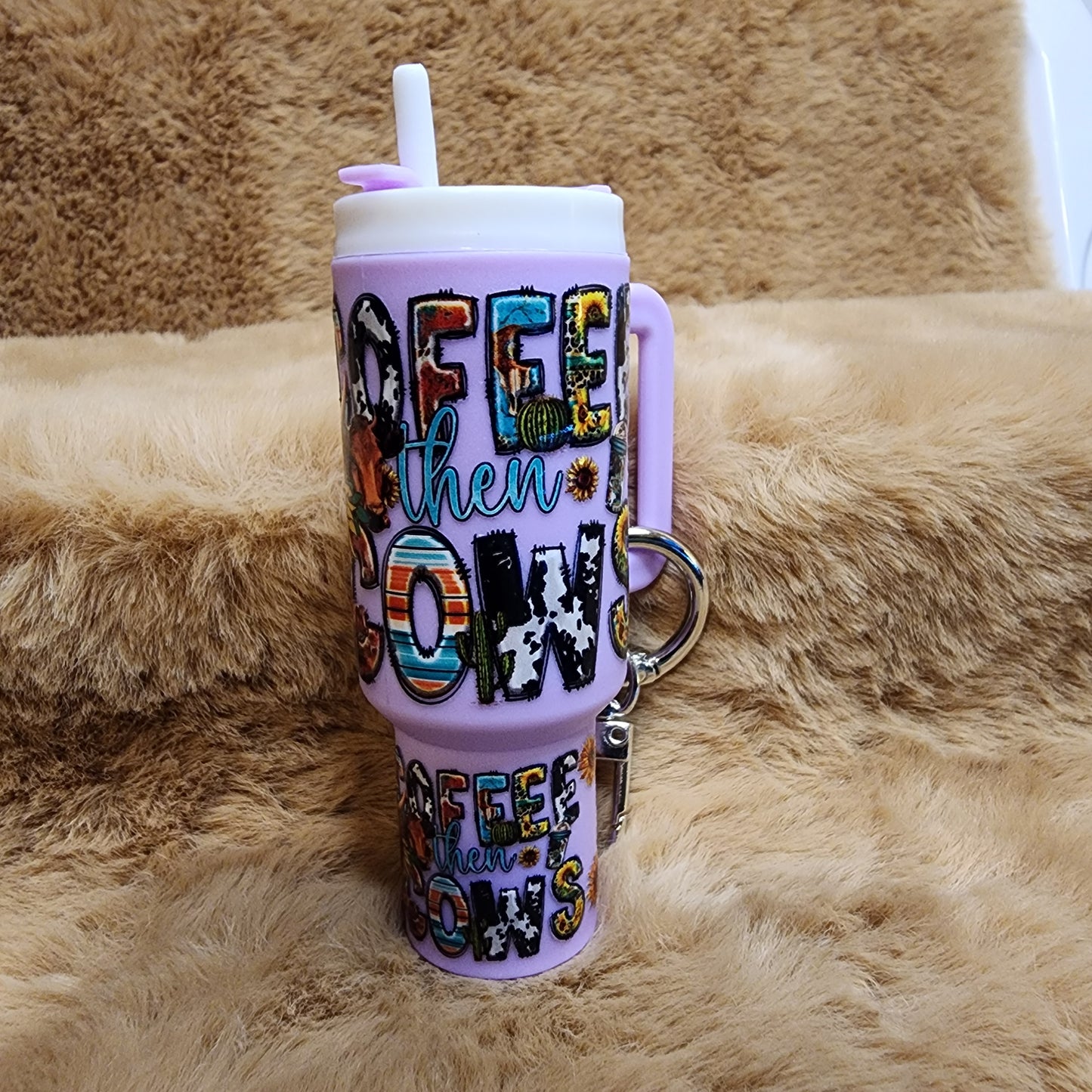 Coffee Then Cows Mini Tumbler Keychain