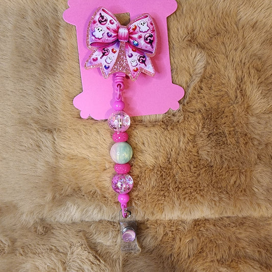 Halloween Bow Beaded Badge Reel