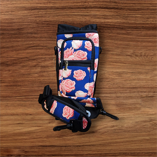 Rose Floral 40 oz. Tumbler Koozie with Strap