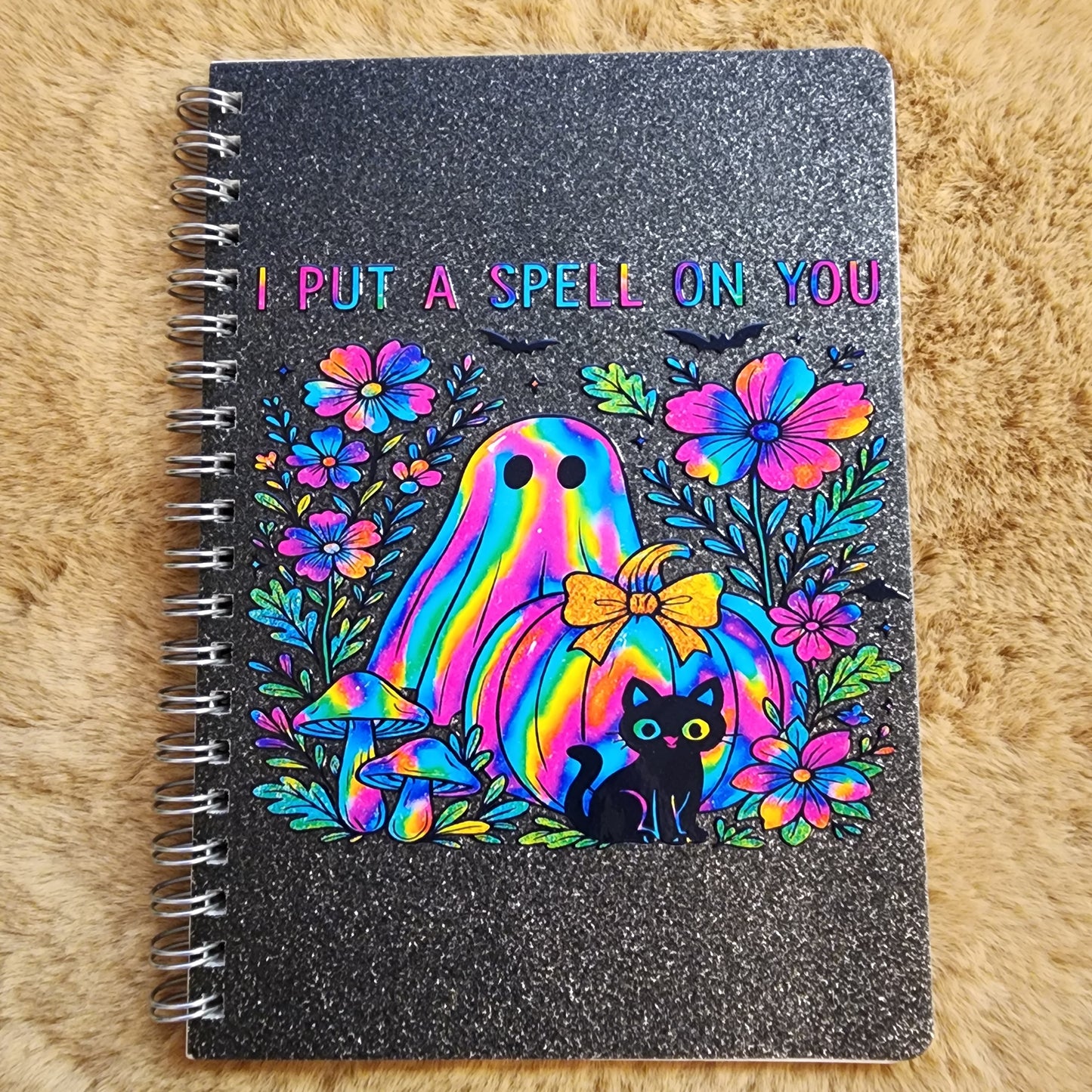 Ghost Black Glitter Small Notebook