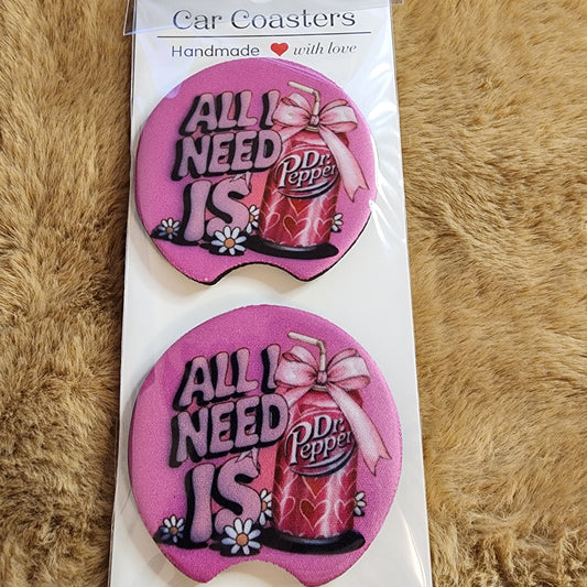 All I Need Is DP 2 pc Neoprene Car Coaster Set