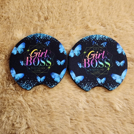 Girl Boss 2 pc car coaster set