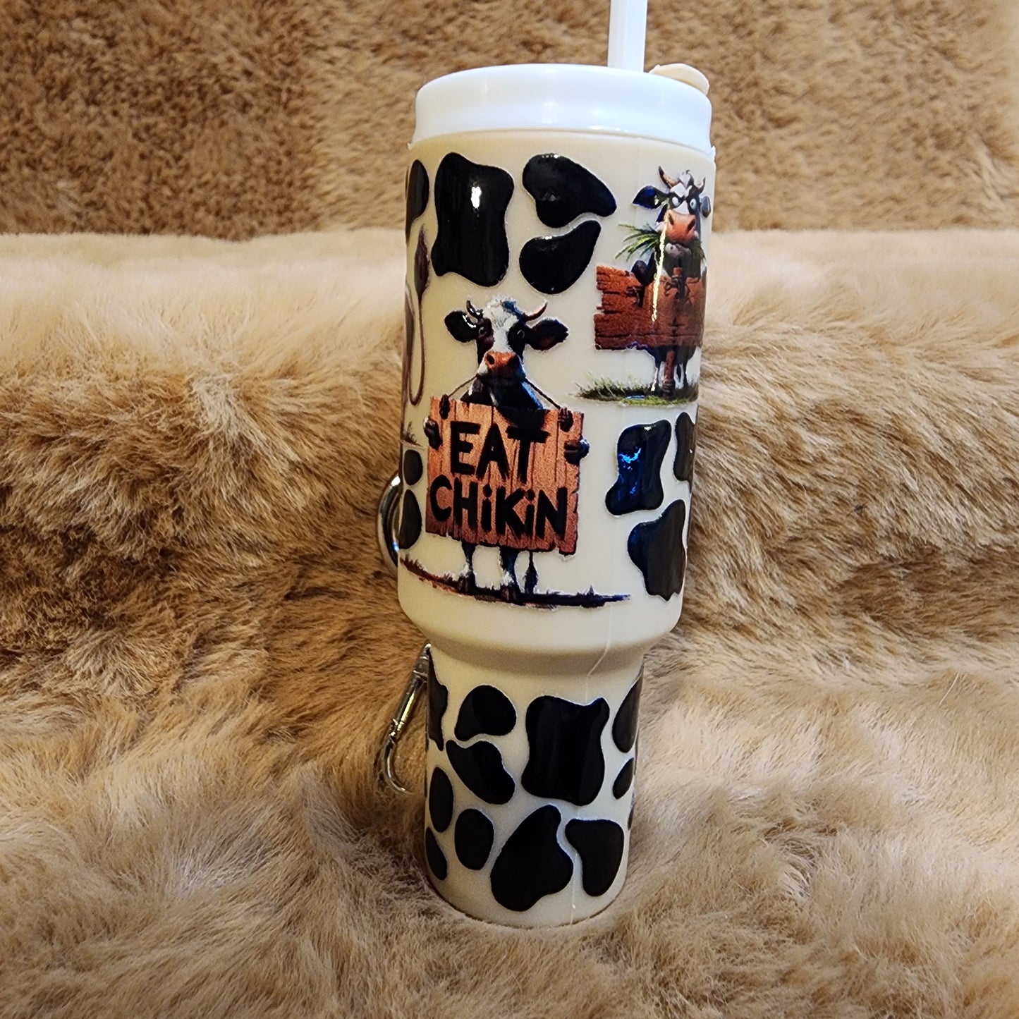 Cow CFA Print Mini Tumbler Keychain