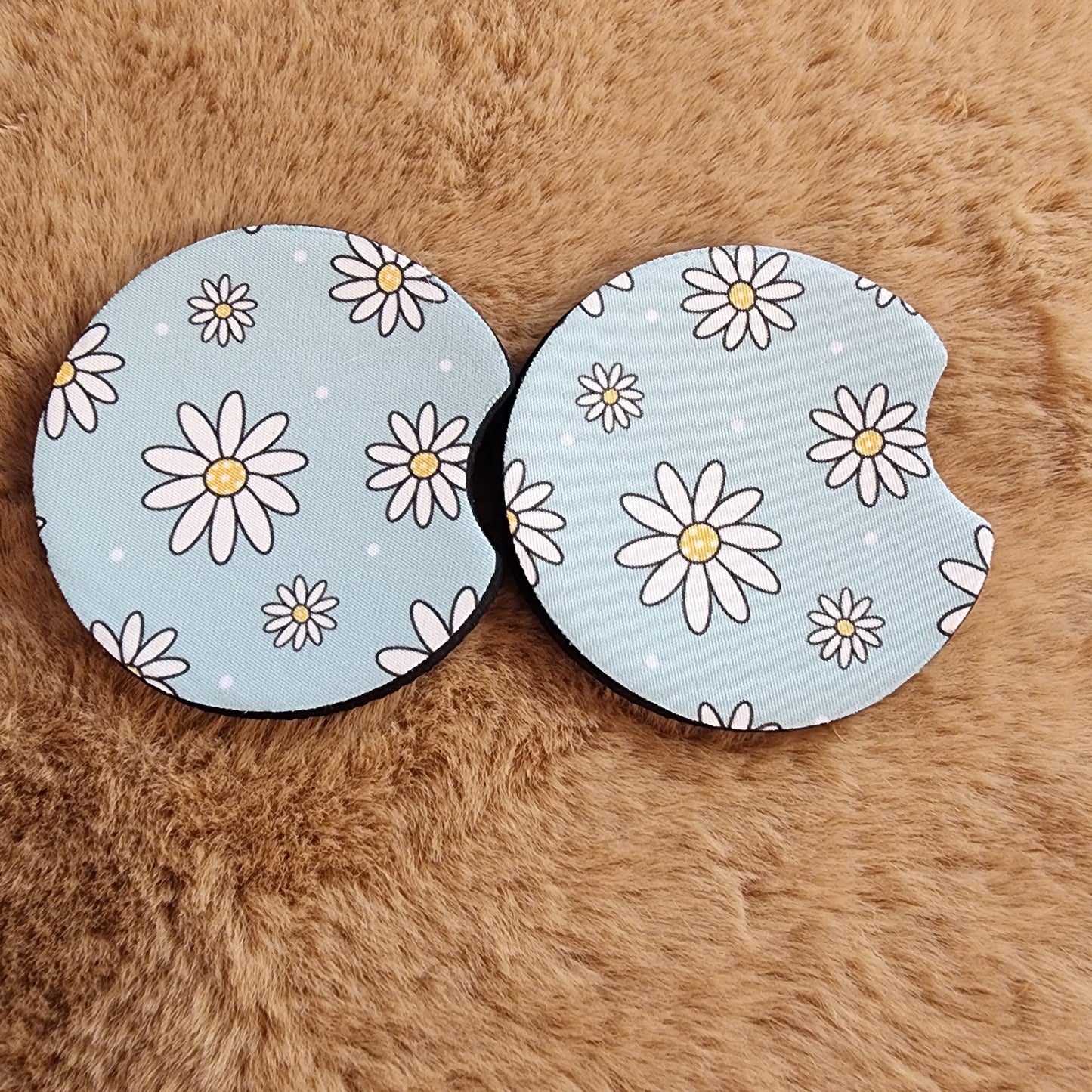 Blue Daisy 2 pc car coaster set