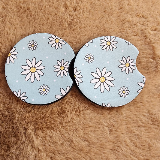 Blue Daisy 2 pc car coaster set