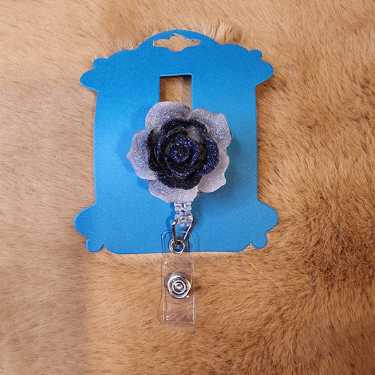 Two-Tone Glittery Rose Badge Reel
