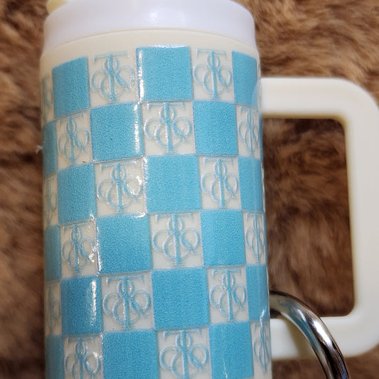 Blue Checkered Mini Tumbler Keychain