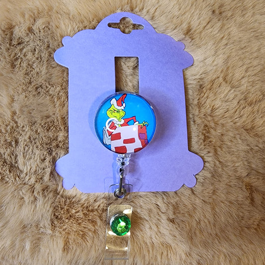 Green Guy Glass Badge Reel