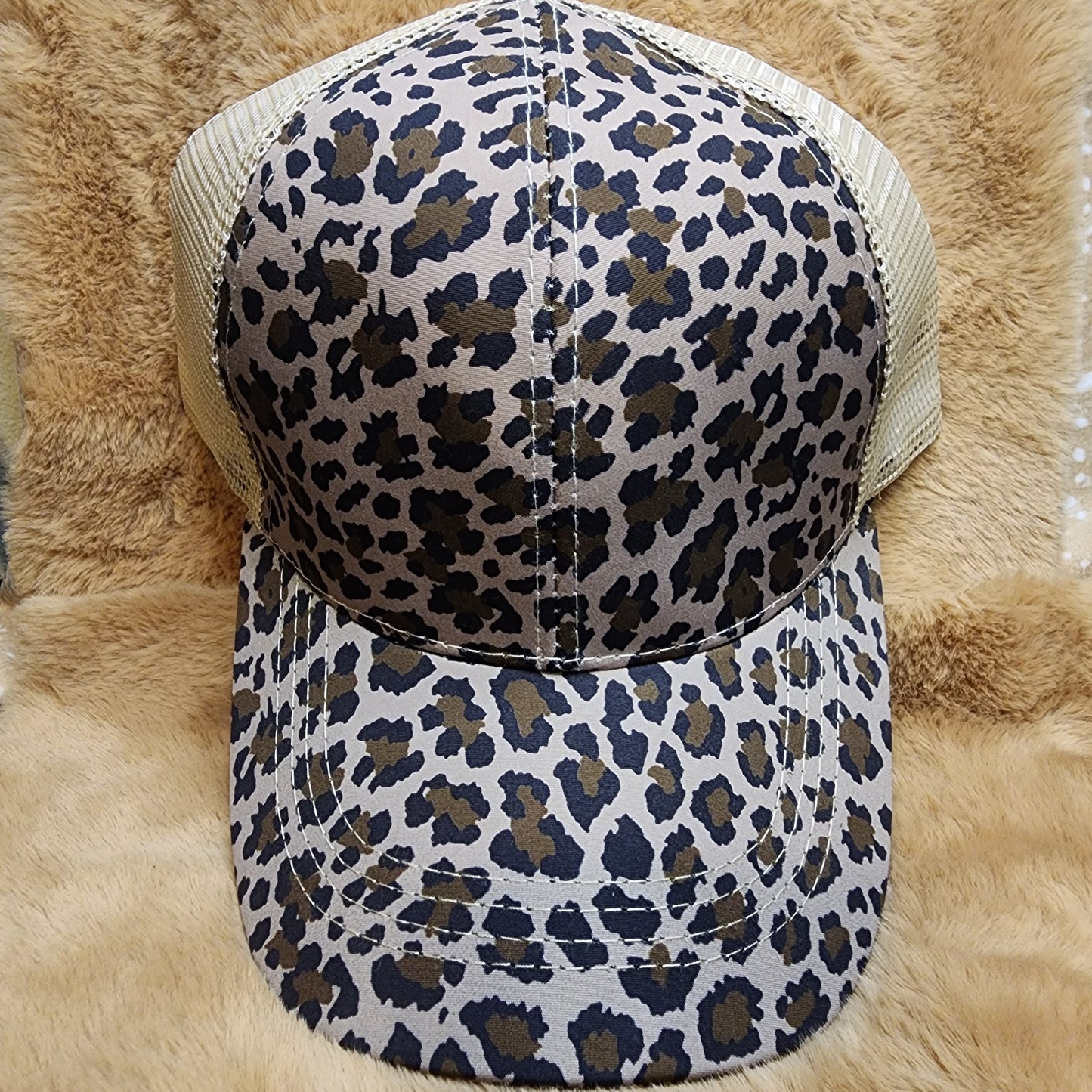 Leopard Print Ponytail Baseball Cap