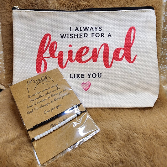 Friend Canvas Makeup Bag with Bracelets