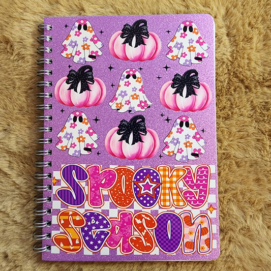 Spooky Season Purple Glitter Small Notebook