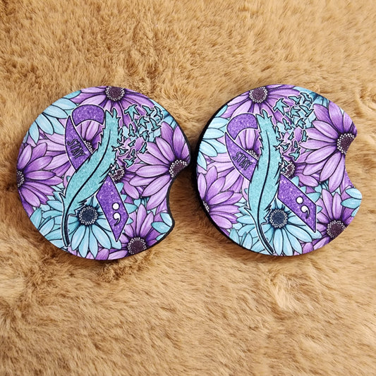 Suicide Awareness 2 pc car coaster set