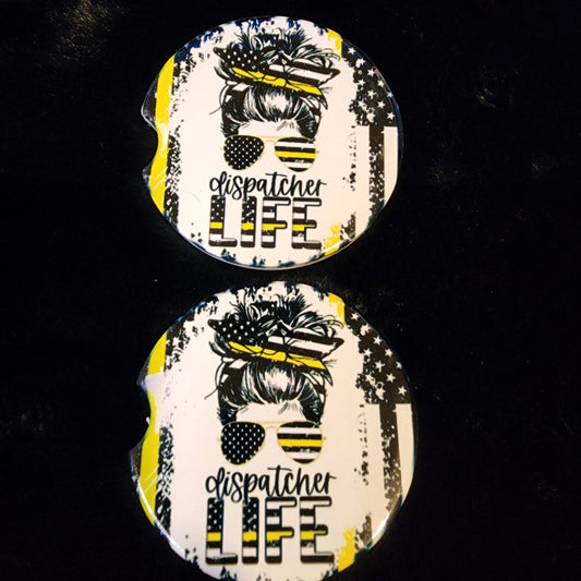 Dispatcher Life 2 pc ceramic car coaster set