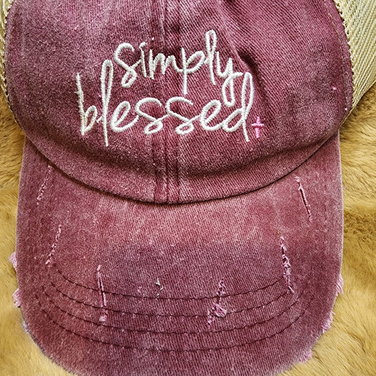 Simply Blessed Ponytail Baseball Cap