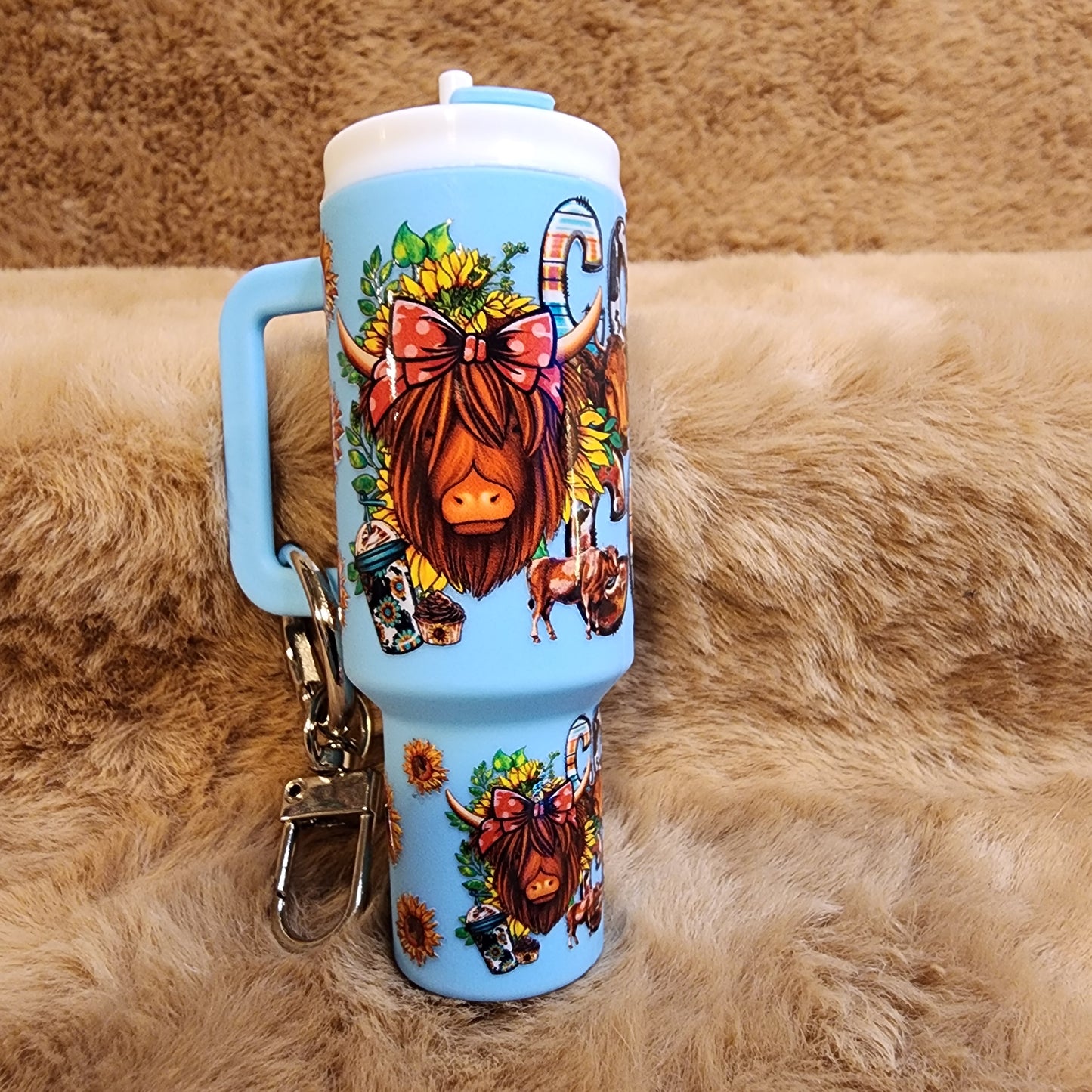 Coffee Then Cows Mini Tumbler Keychain