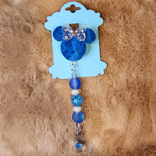 Navy Blue Beaded Badge Reel