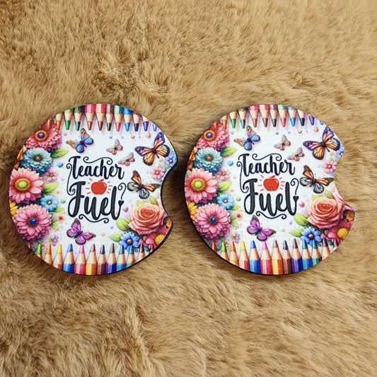 Teacher Fuel 2 pc car coaster set