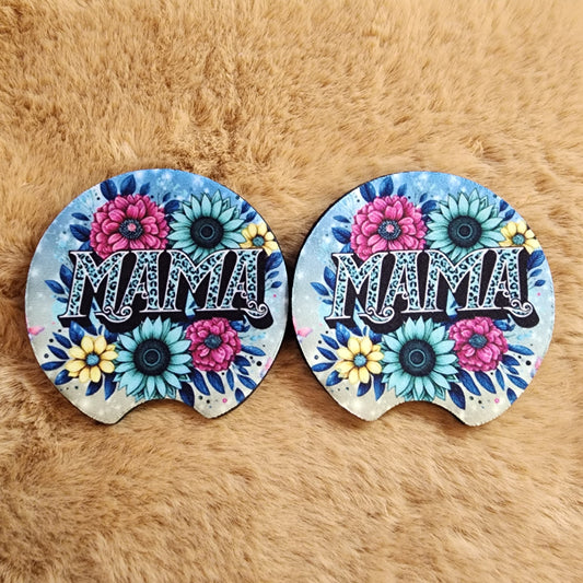 Floral Mama 2 pc car coaster set