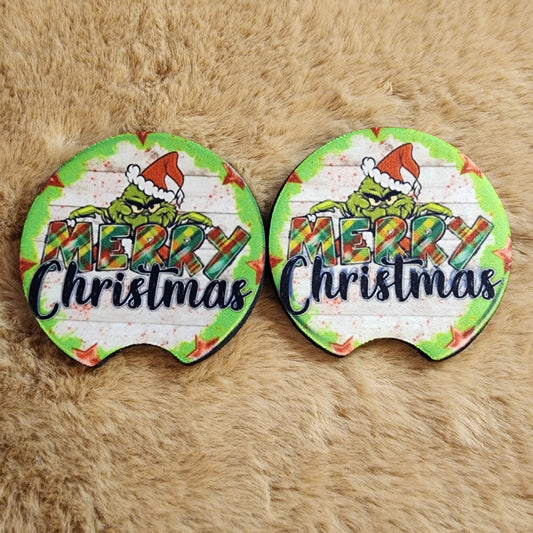 Merry Christmas 2 pc car coaster set