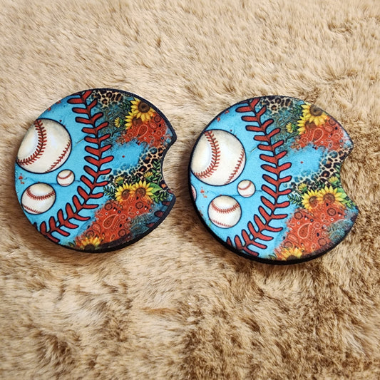 Baseballs & Sunflowers Car Coaster