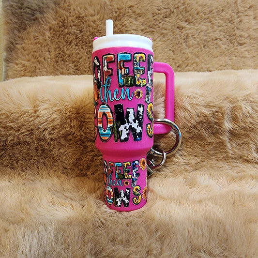 Coffee Then Cows Mini Tumbler Keychain